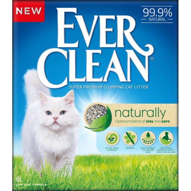 Kattegrus " Ever Clean Naturally " - 6 Liter. SENDES IKKE - SKAL AFHENTES