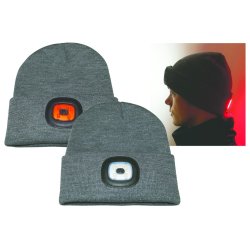 Ryom strikhue med lys - Rd og hvid